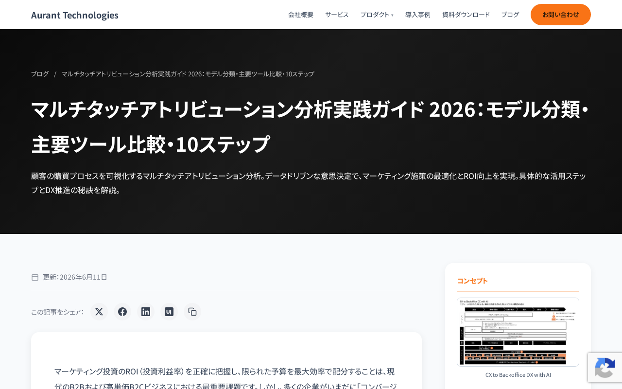 Aurant Technologies のトップページ